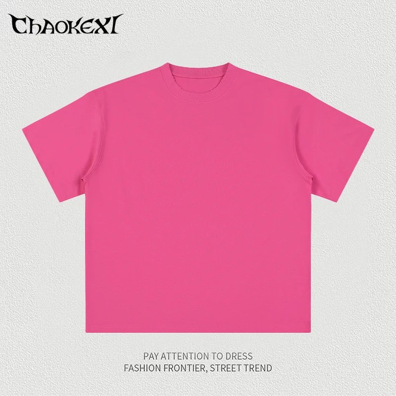 Men's Cool Summer Cotton Tee, Street Style Fuchsia - ChaoKeXi - Cnfans - $16.68