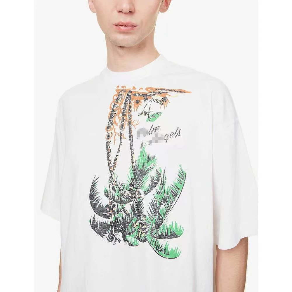 Streetwear Cotton Palm Tree Graphic Tee Ivory White - Gallery Image 12 - Detailed View