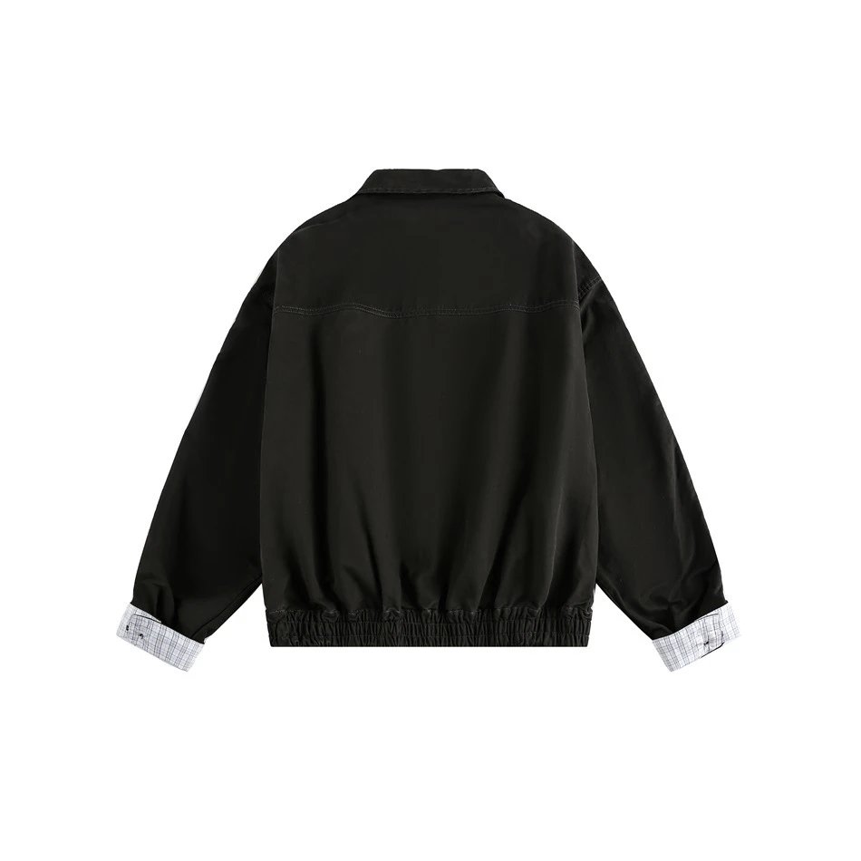 Retro Cleanfit Unisex Spring Fall Workwear Jacket Plaid Lined Obsidian - Gallery Image 8 - Detailed View