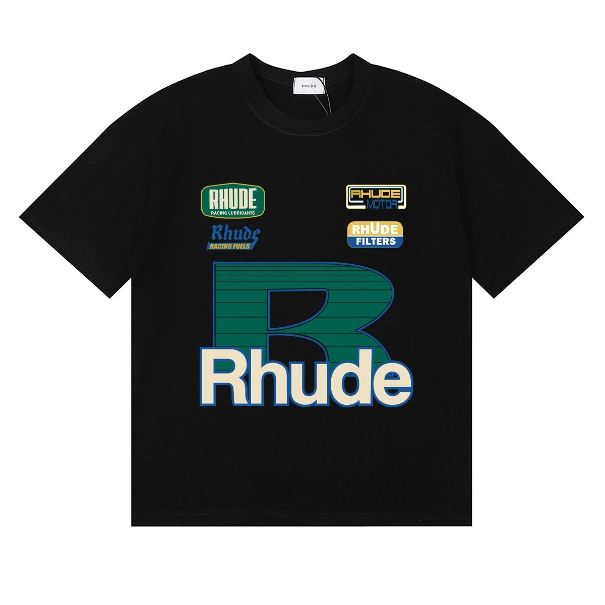 Rhude Logo Print T-Shirt Black - Gallery Image 3 - Detailed View