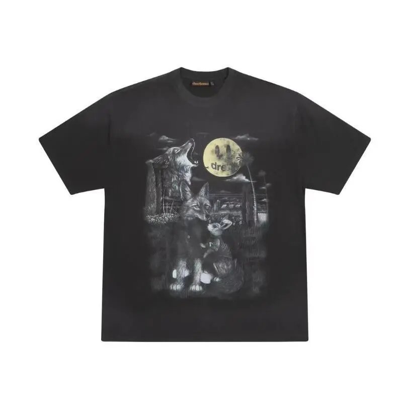 Vintage Washed Wolf Graphic Tee Charcoal - Related Product - Cnfans