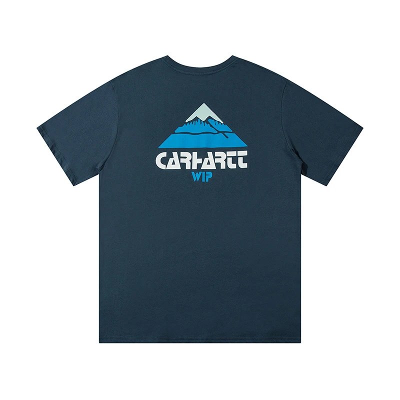 Casual Cotton Graphic Tee Unisex Short Sleeve - Navy - Carhartt - Cnfans - $18.06