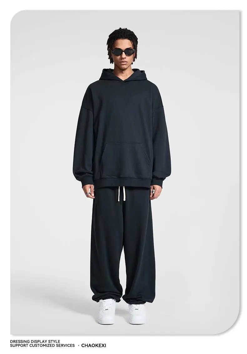 Casual Oversize Hoodie Pants Set Autumn Maroon - Gallery Image 8 - Detailed View