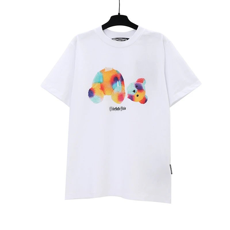 Streetwear Loose Teddy Print Cotton Tee Ivory - Palm Angels - Cnfans - $20.32