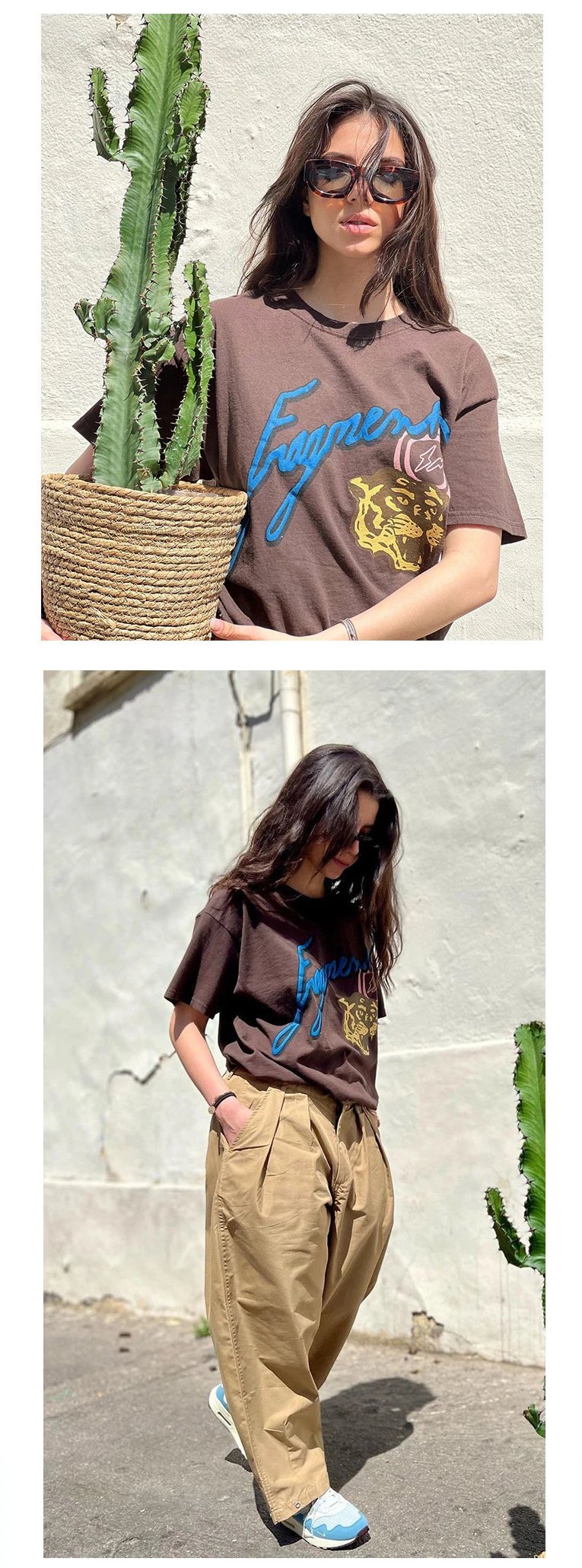 Streetwear Cotton Tiger Head Tee Cocoa Brown - Gallery Image 7 - Detailed View