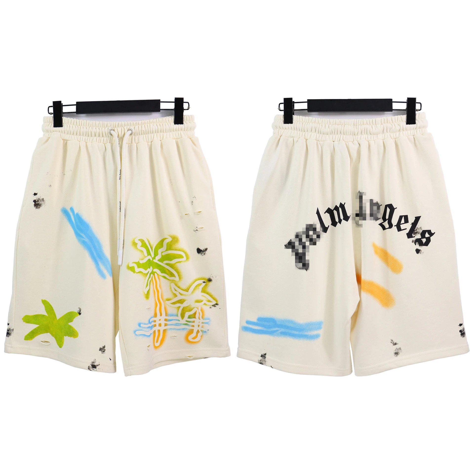 Graffiti Beach Sports Shorts Ivory - Gallery Image 1 - Detailed View