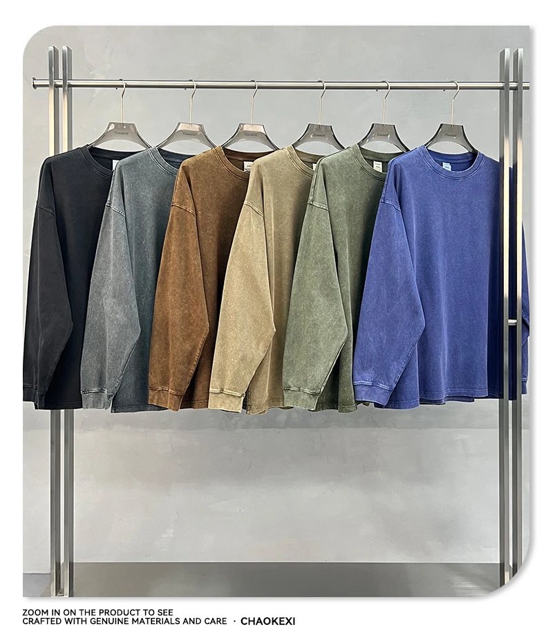 Vintage Cotton Long Sleeve Tee Unisex Faded Black - Gallery Image 9 - Detailed View