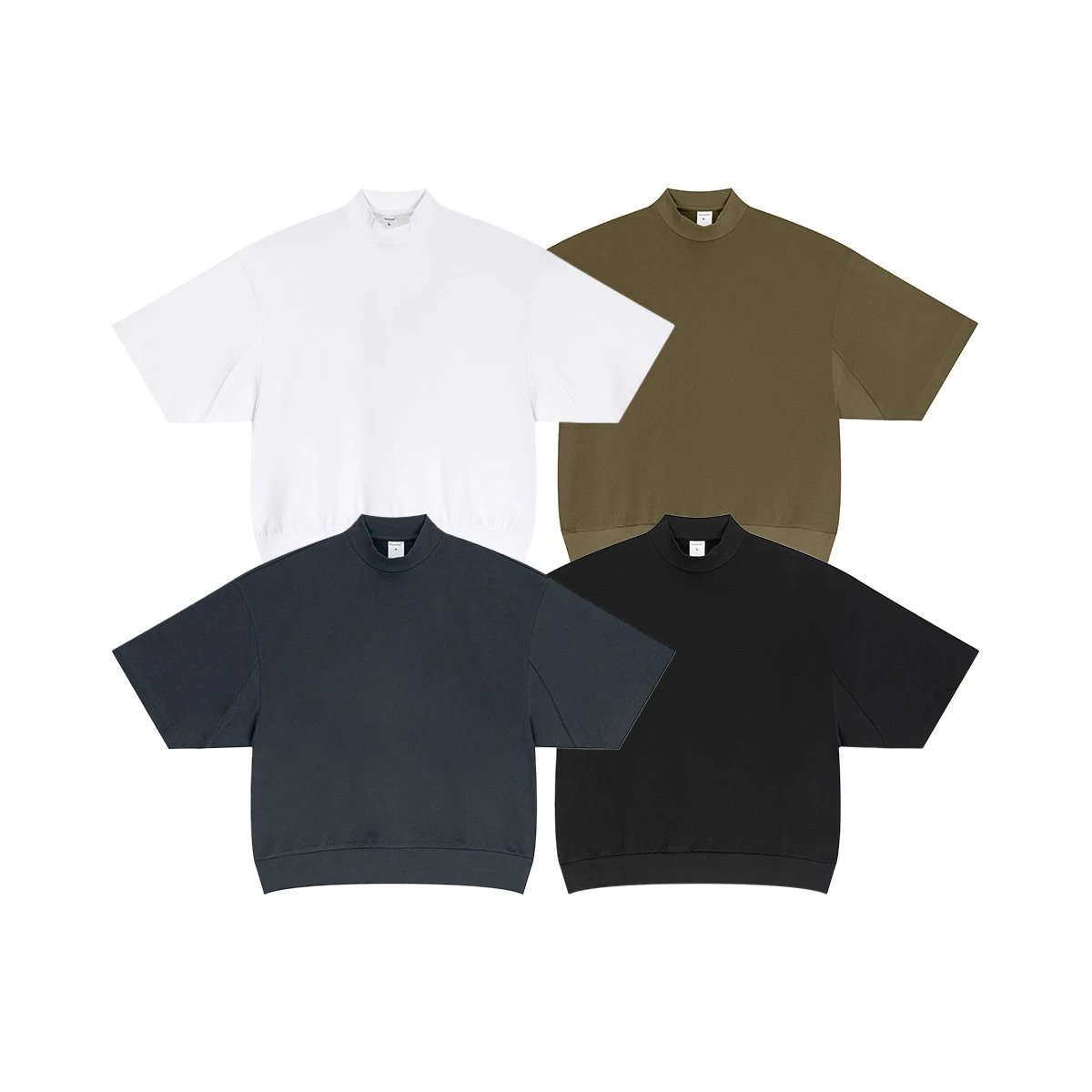 Men's Cotton Boxy Tee Retro Style Top Slate Gray - Gallery Image 12 - Detailed View