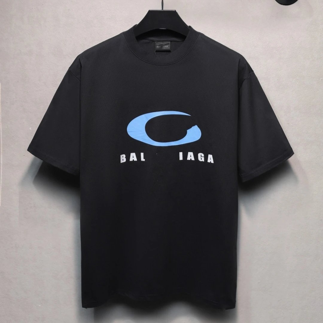 Casual Cotton Graphic Tee Unisex Cerulean - Gallery Image 1 - Detailed View