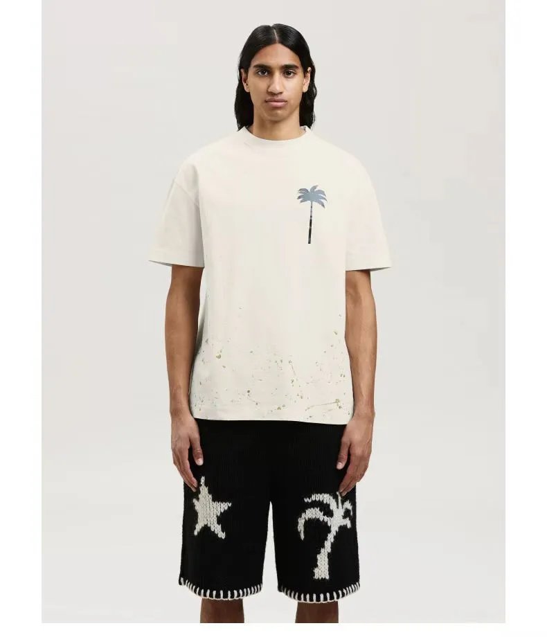 Street Style Cotton Palm Tree Print T-Shirt Sage Green - Gallery Image 12 - Detailed View