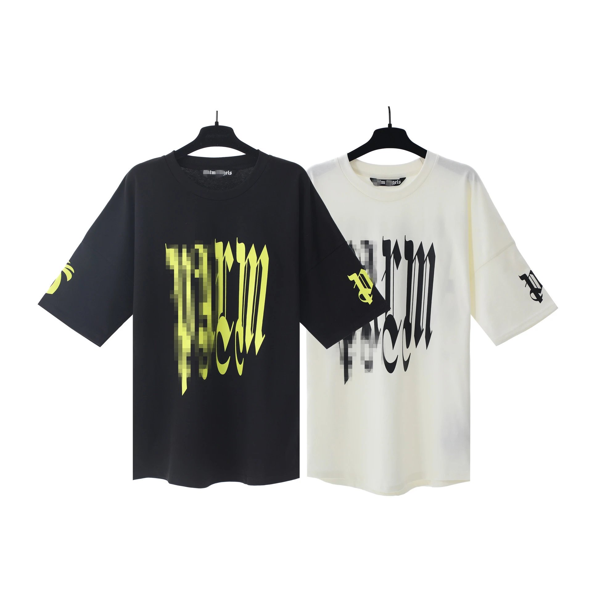 Streetwear Cotton Graphic Logo Oversized T-Shirt Neon Yellow - Gallery Image 1 - Detailed View