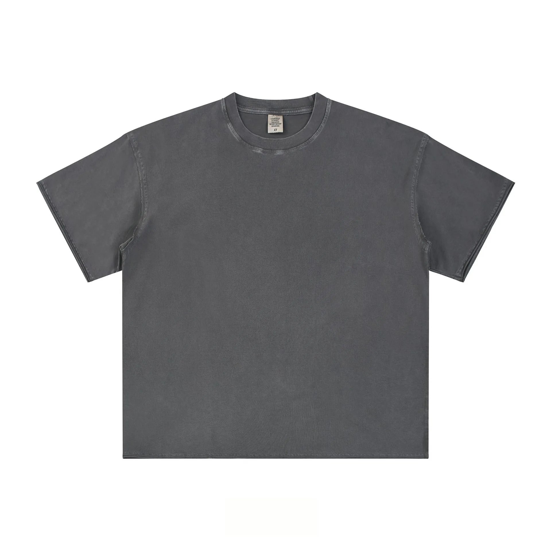 Vintage Cotton Men's T-Shirt Casual Tee Shadow Gray - CHAOKEXI - Cnfans - $19.68