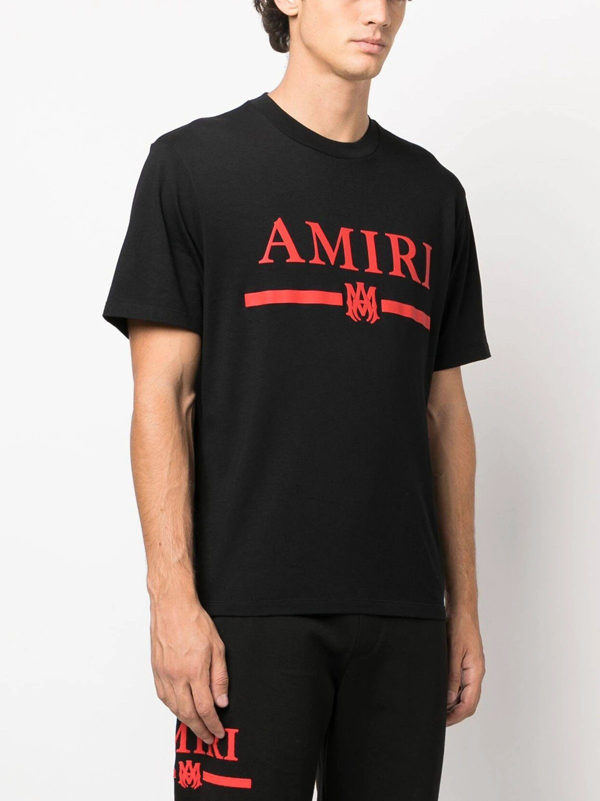 Amiri Logo Print T-Shirt Black White - Gallery Image 8 - Detailed View