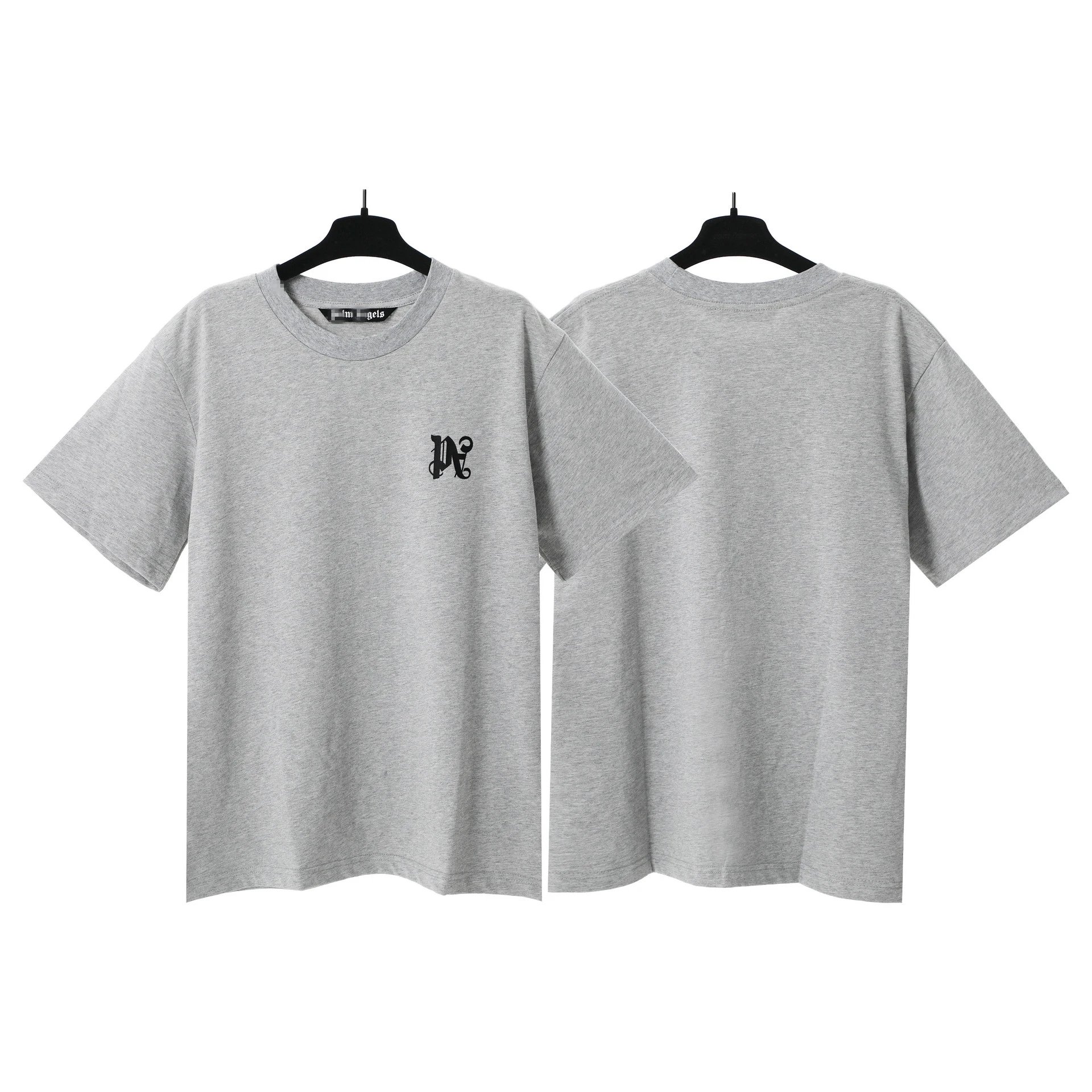 Unisex Streetwear Cotton Graphic Logo T-Shirt Ash Grey - Palm Angels - Cnfans - $20.65