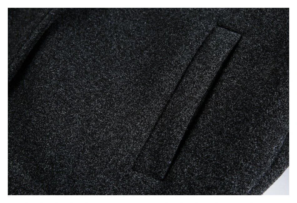 Winter Unisex Retro Wool Blend Padded Jacket Anthracite - Gallery Image 13 - Detailed View