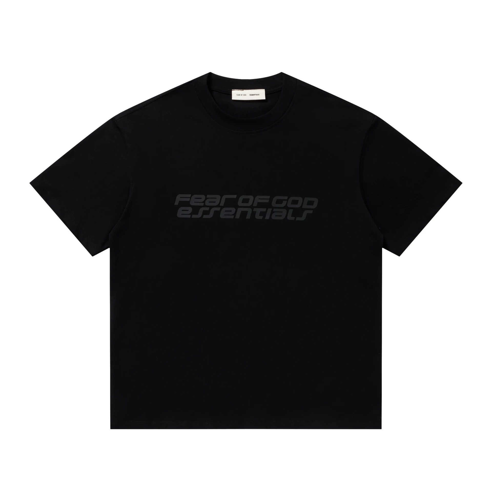 Casual Cotton Letter Tee Unisex Top Jet Black - Essentials - Cnfans - $20.97