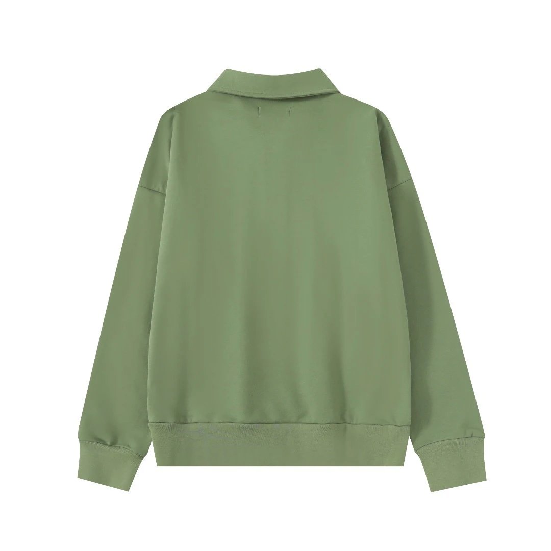 Unisex Cotton Half Zip Pullover Sweatshirt Daffodil - Gallery Image 3 - Detailed View