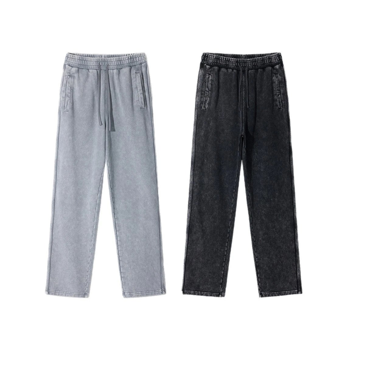 Men's Fleece Straight Leg Pants Casual Noir - Gallery Image 13 - Detailed View
