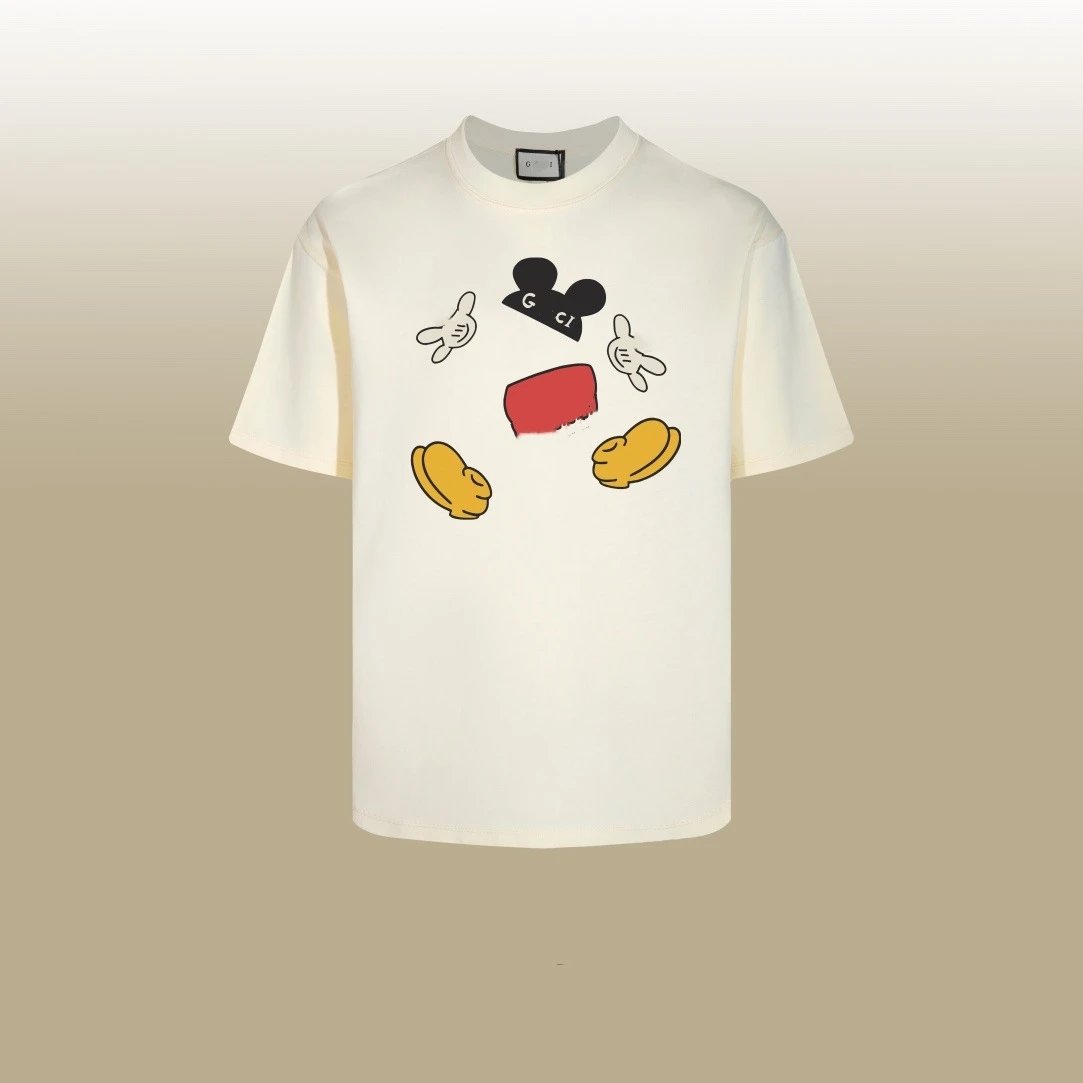 Casual Unisex Cotton Graphic Tee Shirt Ecru - Gucci - Cnfans - $26.77