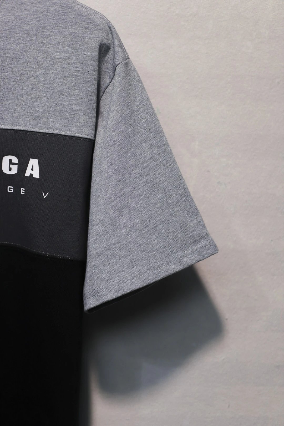 Casual Block T-Shirt Unisex Cotton Tee - Heather Grey - Gallery Image 7 - Detailed View