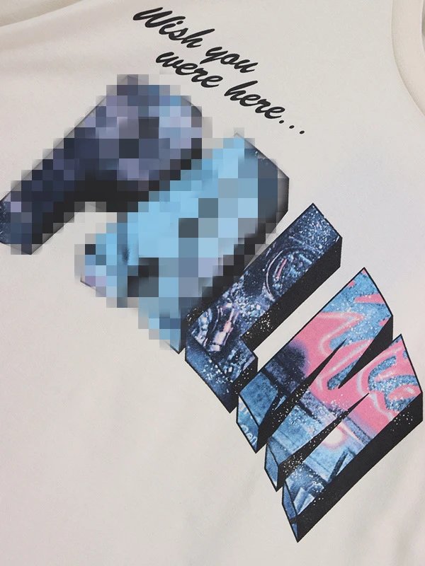 3D Starry Letter Streetwear Tee Sky Blue - Gallery Image 13 - Detailed View