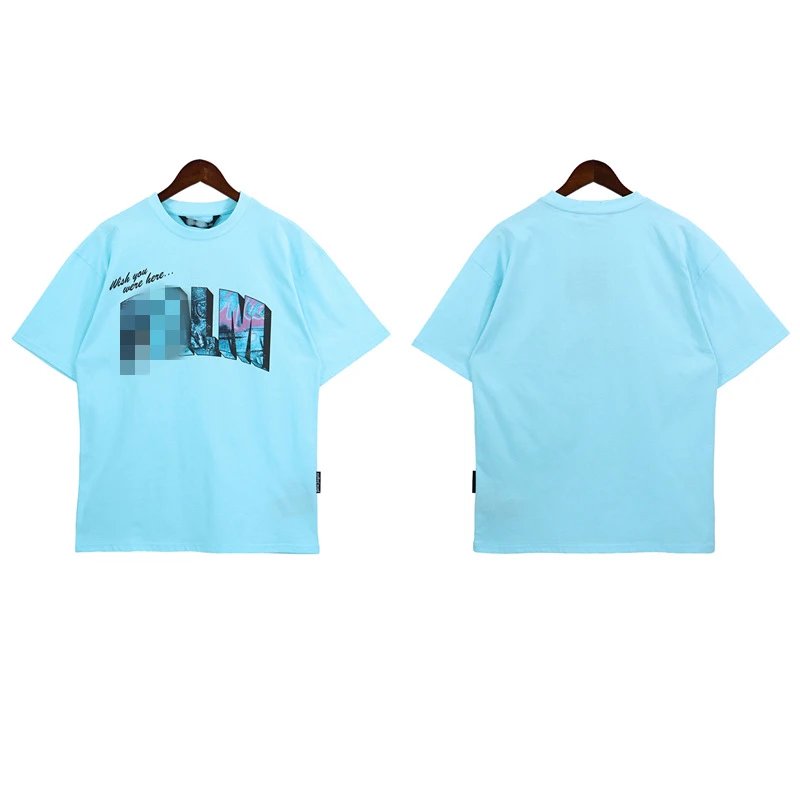 3D Starry Letter Streetwear Tee Sky Blue - Palm Angels - Cnfans - $23.87
