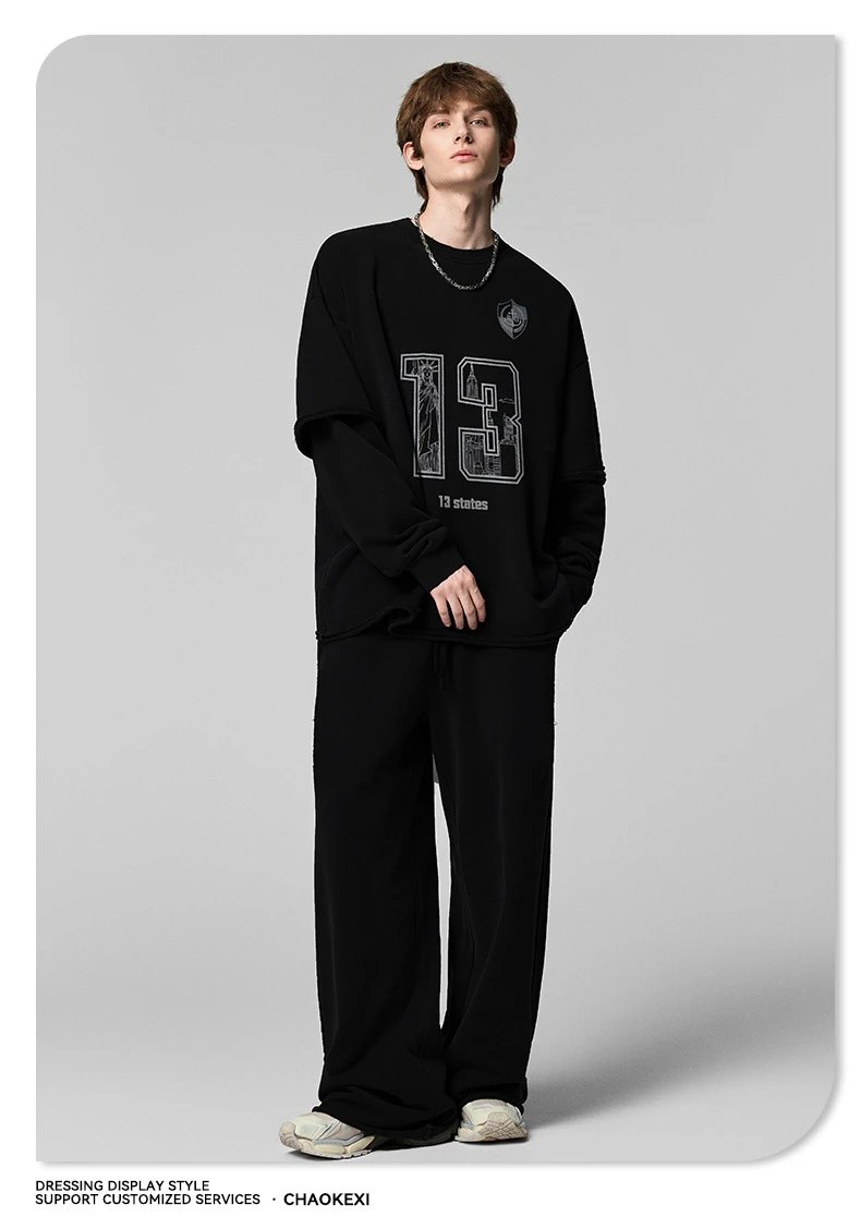 Oversized Heavyweight Cotton Crewneck Sweatshirt Onyx - Gallery Image 6 - Detailed View