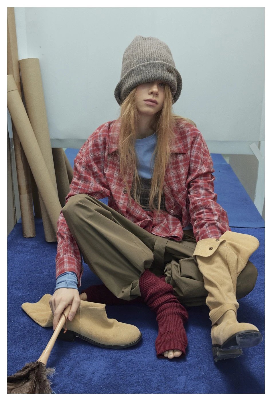 Unisex Retro Plaid Long Sleeve Button Shirt Fall Monochrome - Gallery Image 3 - Detailed View