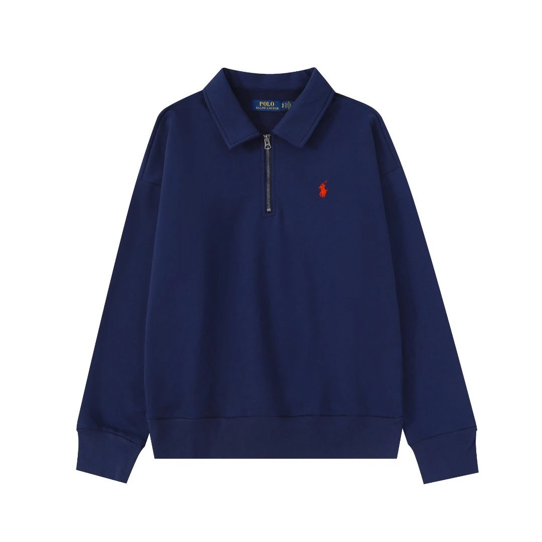 Casual Cotton Half Zip Pullover Sweatshirt Indigo - Ralph Lauren - Cnfans - $44.19