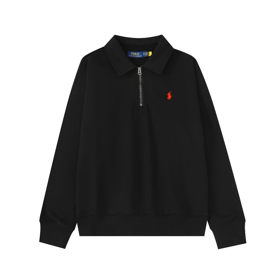 Casual Cotton Half Zip Pullover Sweatshirt Onyx - Ralph Lauren - Cnfans - $44.19