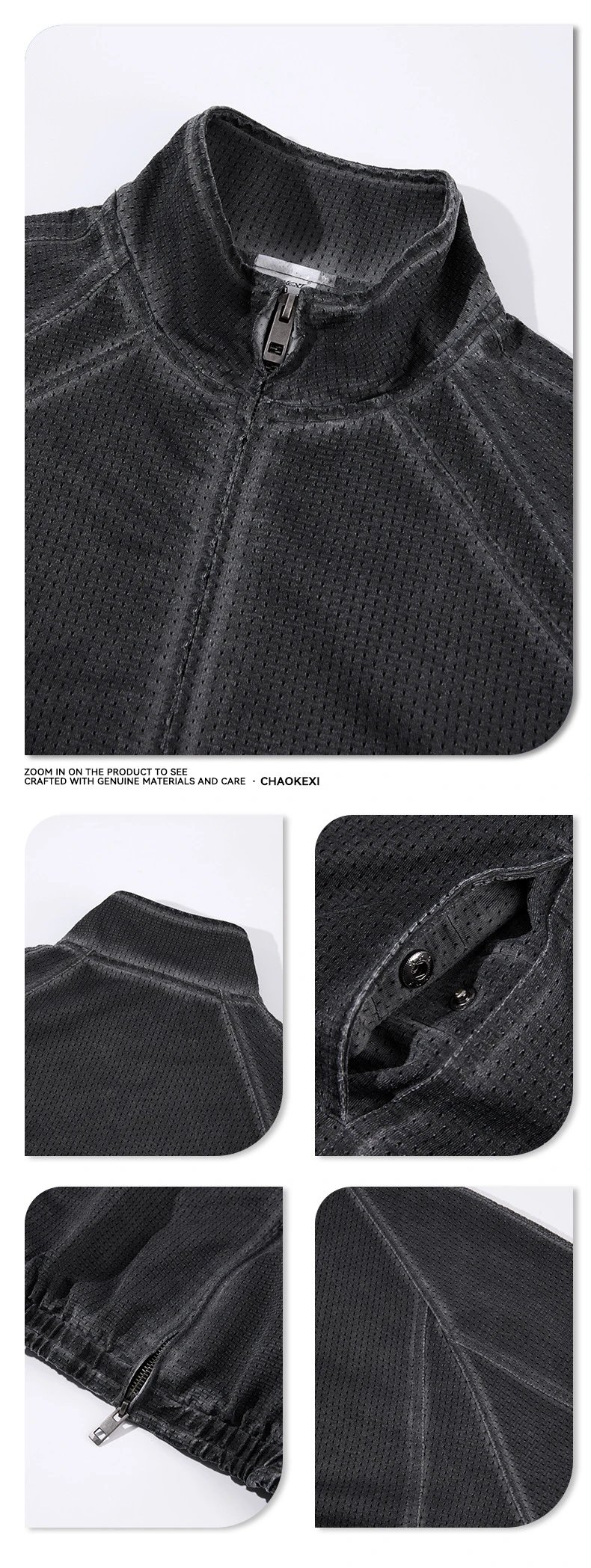 Retro Mesh Jacket Set Men's Workwear Graphite - Gallery Image 9 - Detailed View