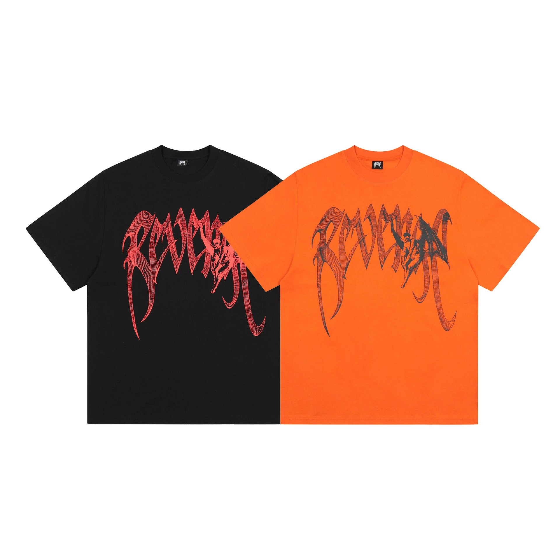 Gothic Graphic Cotton Tee Tangerine - Gallery Image 1 - Detailed View