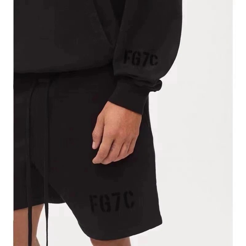 High Street Cotton Drawstring Shorts Ebony Black - Gallery Image 14 - Detailed View