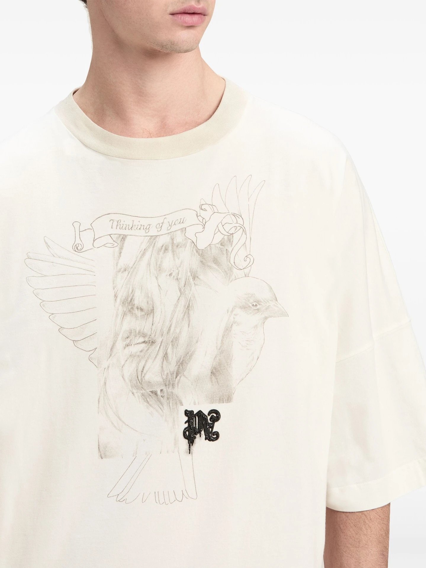 Streetwear Dove Graphic Cotton Tee Charcoal Black - Gallery Image 4 - Detailed View