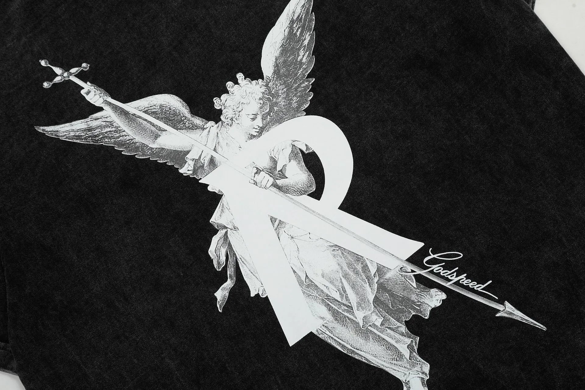 REPRESENT Angel Graphic T-Shirt Black - Gallery Image 9 - Detailed View