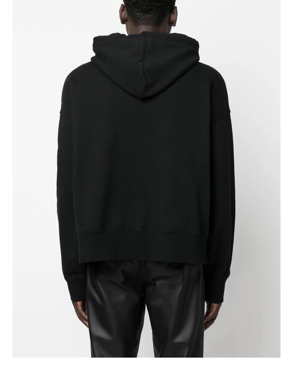 Star Print Cotton Pullover Hoodie, Jet Black - Gallery Image 14 - Detailed View