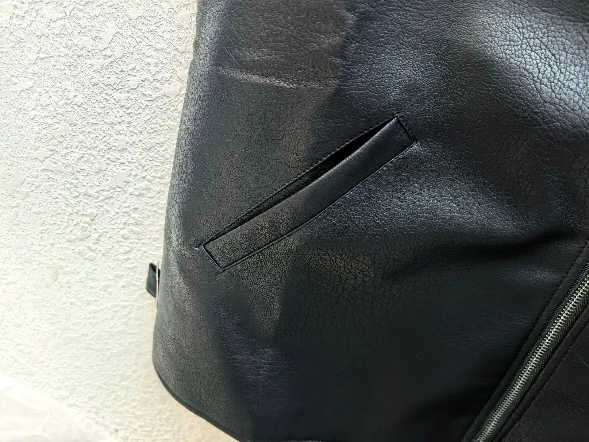 Street PU Biker Vest Ebony Ivory - Gallery Image 9 - Detailed View