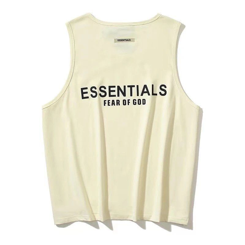 Streetwear Sleeveless Tank Cotton Summer Unisex Ivory - Essentials - Cnfans - $18.71