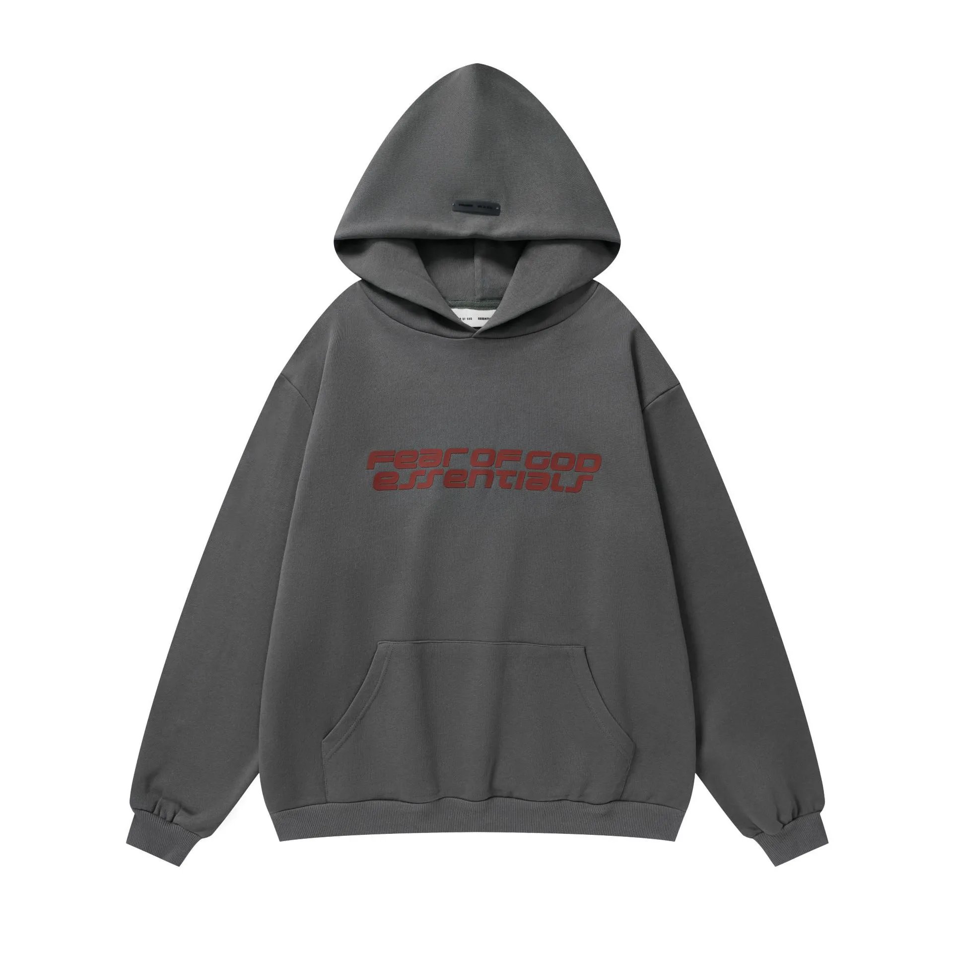 Casual Letter Print Cotton Hoodie Set Charcoal - Essentials - Cnfans - $37.10