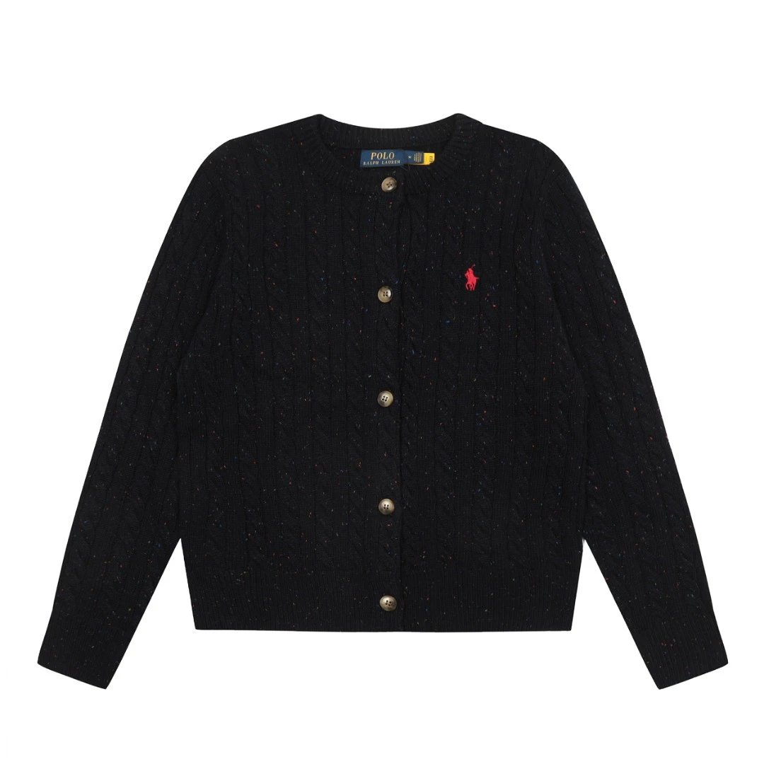 Cable-knit Wool-Blend Cardigan Sweater Jet Black - Ralph Lauren - Cnfans - $39.35