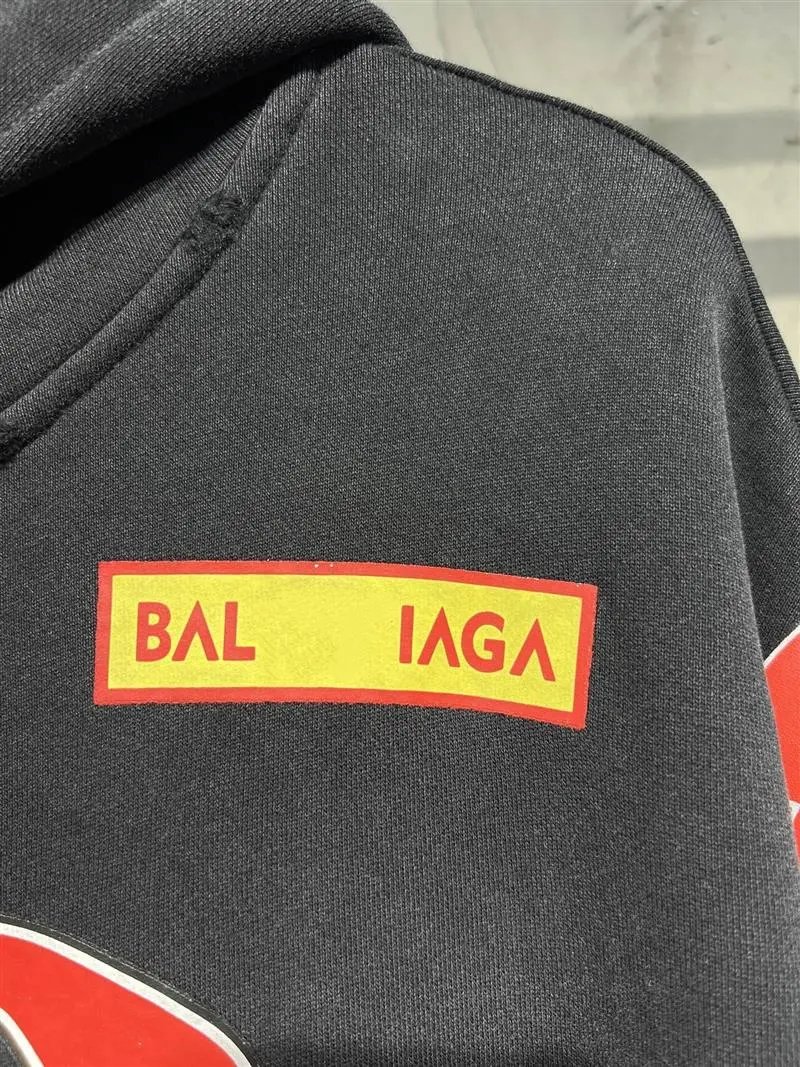 Unisex Oversized Distressed Graphic Zip Hoodie, Washed Black - Gallery Image 8 - Detailed View