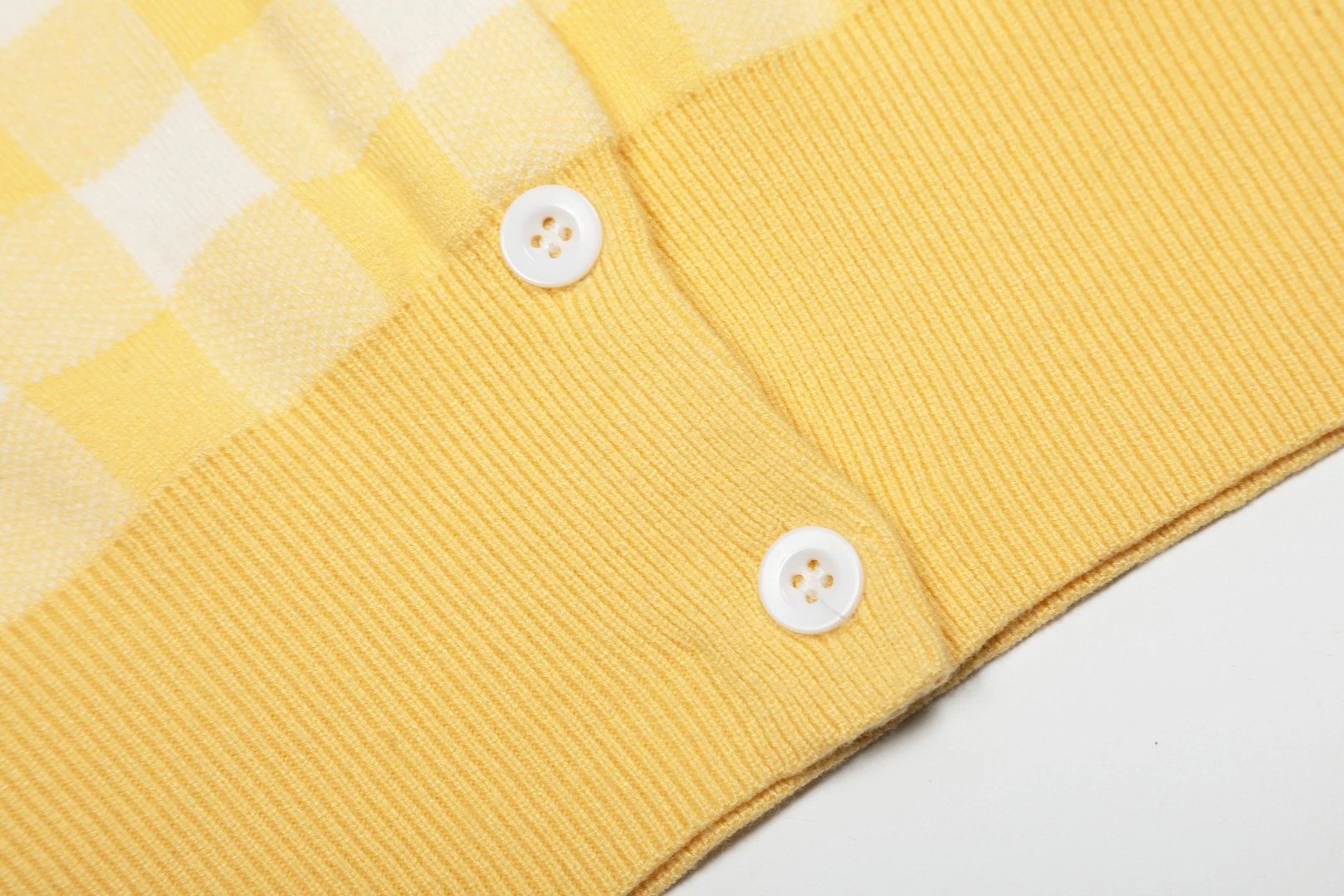 Women's Knit Cardigan Plaid Short Sleeve Top - Gray - Gallery Image 10 - Detailed View