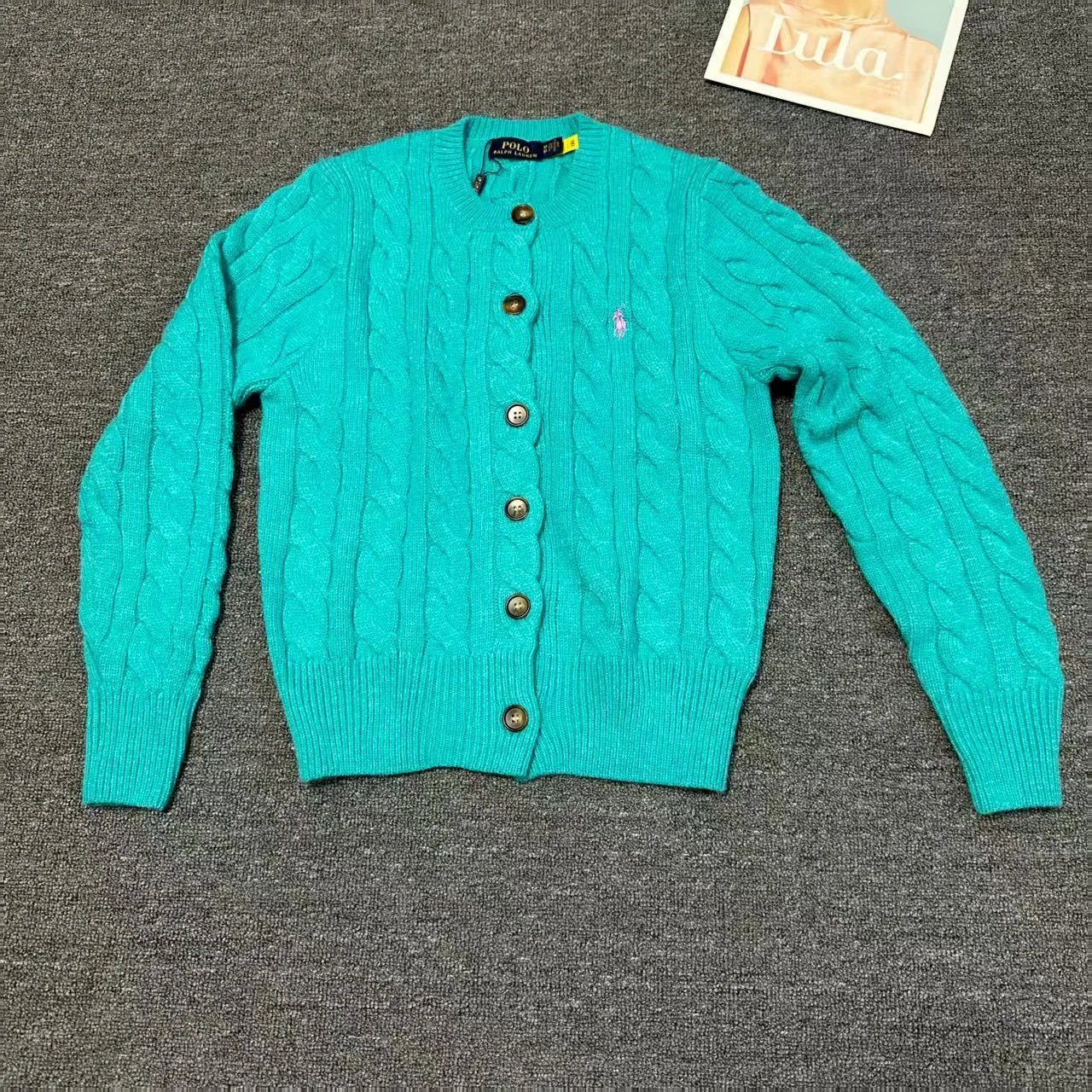 Ralph Lauren Wool Cardigan Cream - Gallery Image 7 - Detailed View