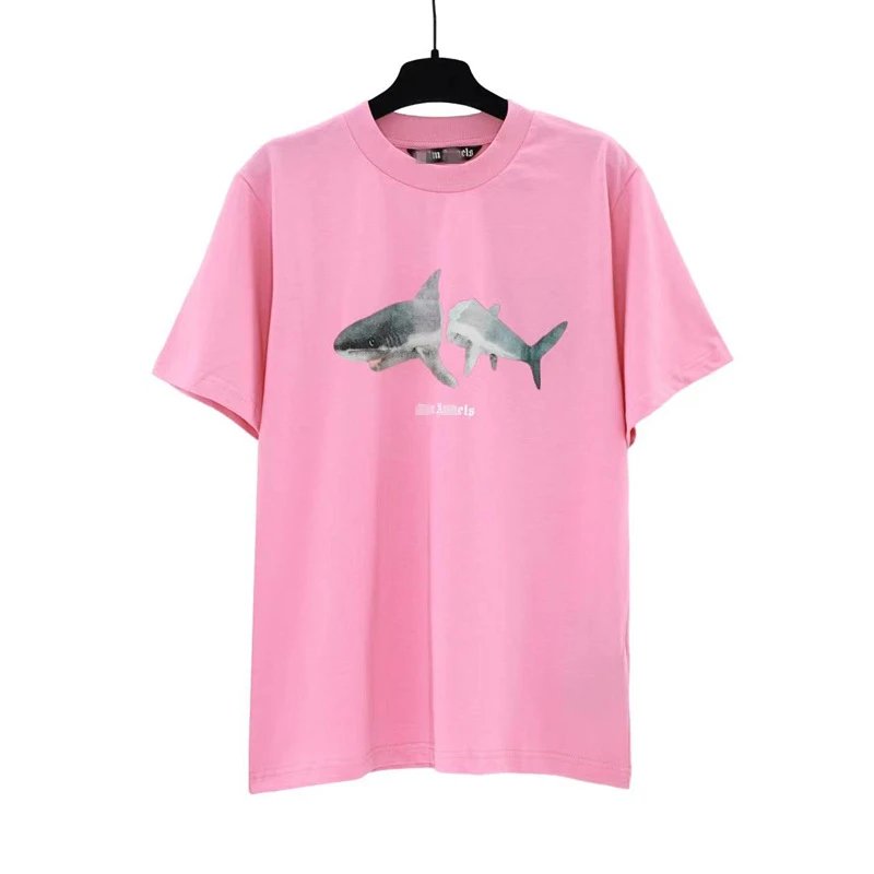 Shark Graphic Streetwear Tee Rose Pink - Palm Angels - Cnfans - $20.97