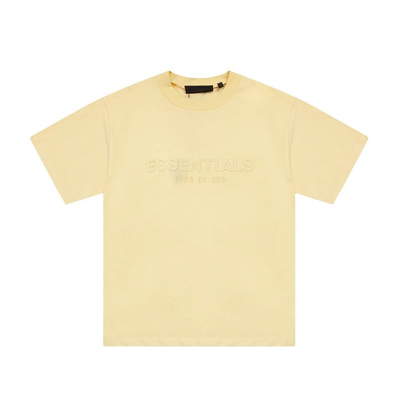 Casual Letter Tee Set in Pale Yellow - Essentials - Cnfans - $20.32