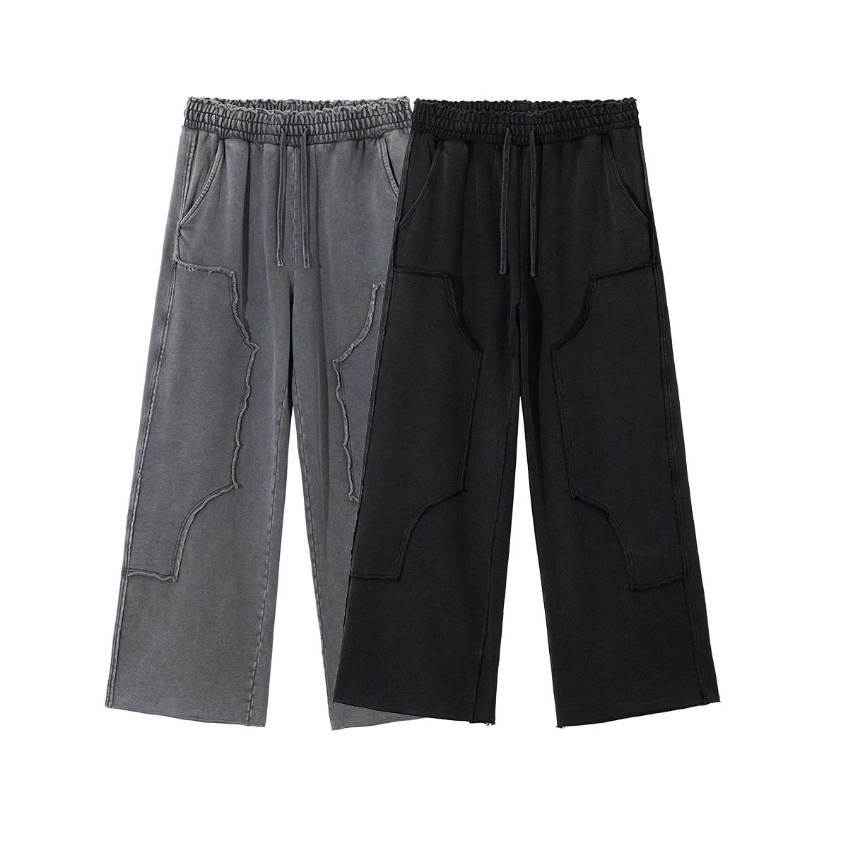 Men's Autumn Loose Fit Casual Pants Washed Black - Gallery Image 3 - Detailed View