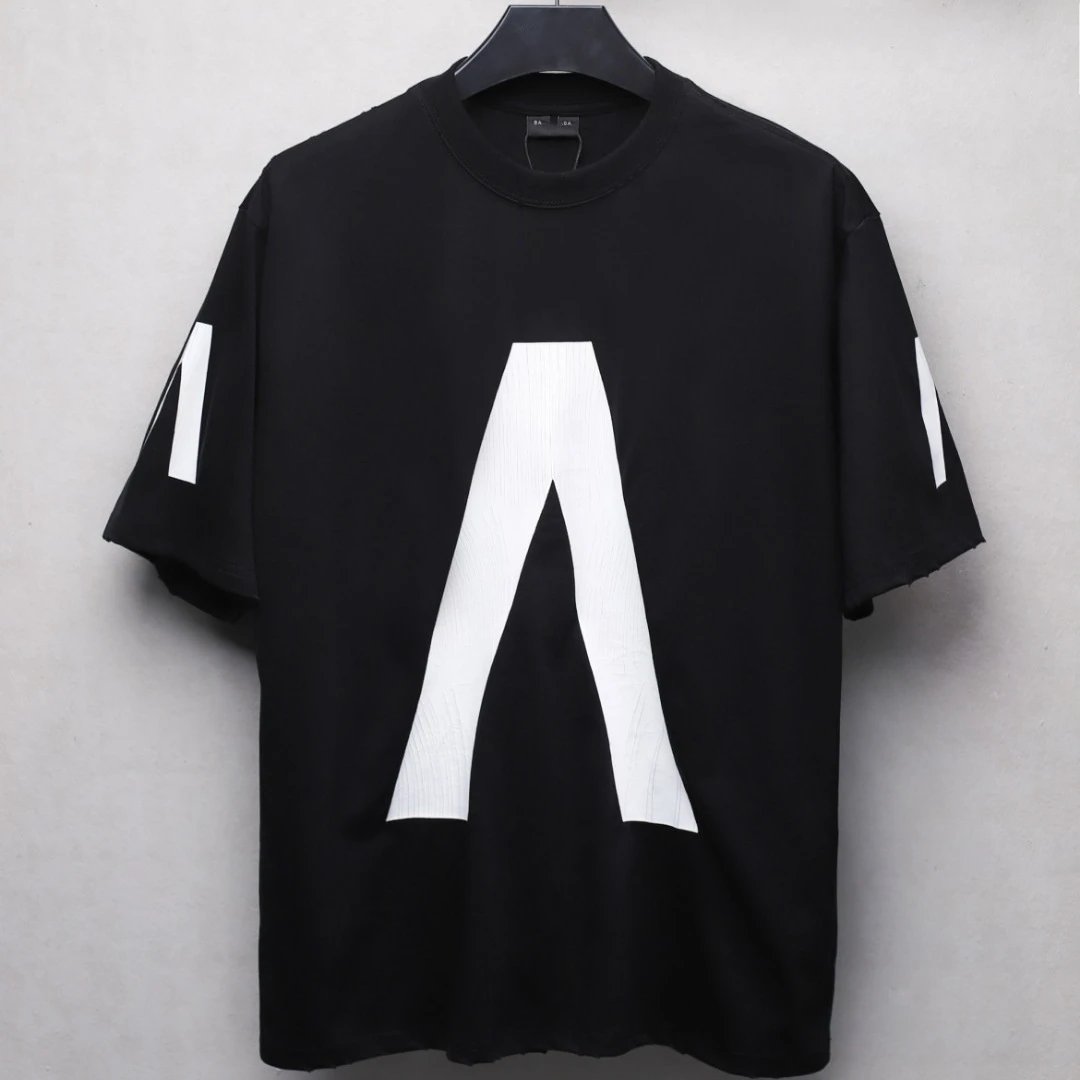 Unisex Oversized Distressed Graphic Tee, Jet Black - Gallery Image 1 - Detailed View