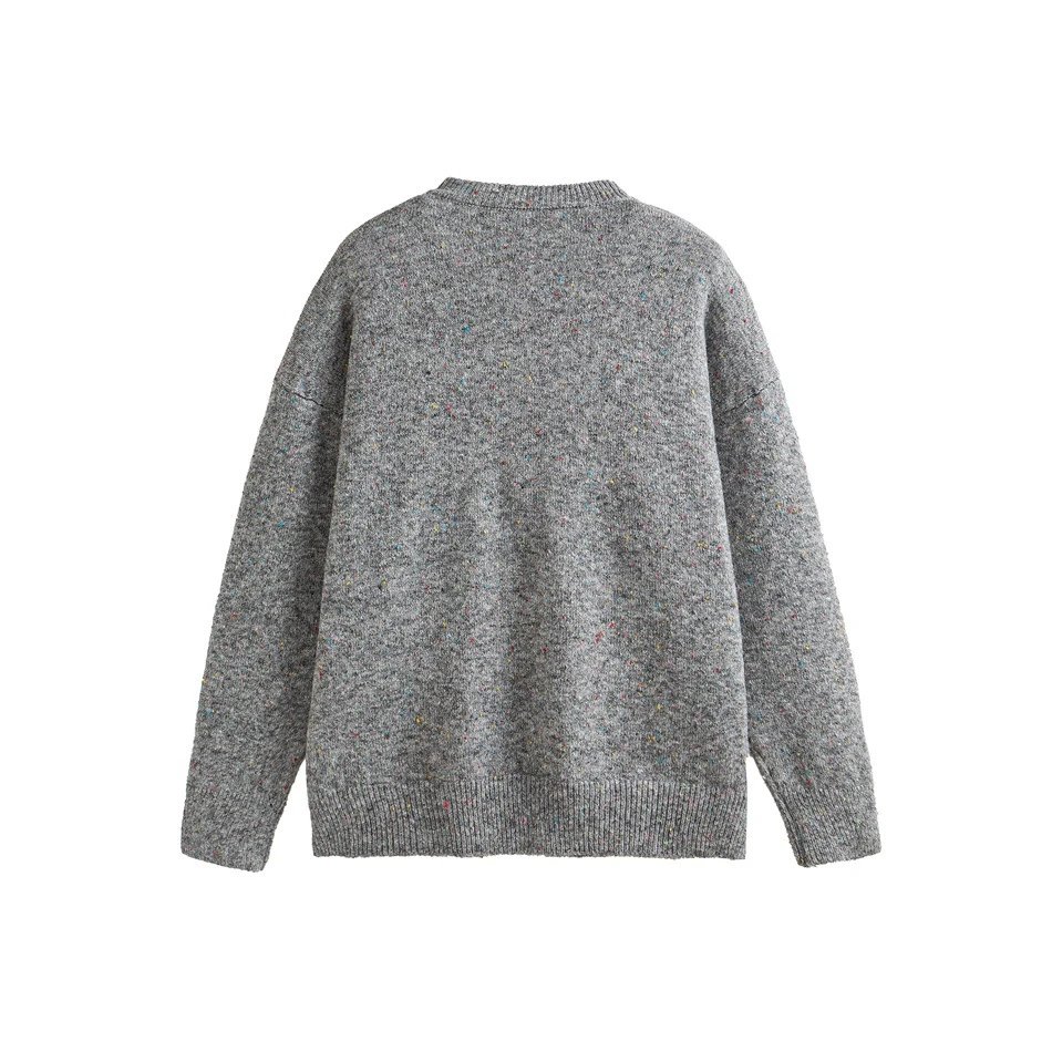 Men's Casual Henley Flecked Knit Sweater Fall Winter Ecru - Gallery Image 4 - Detailed View