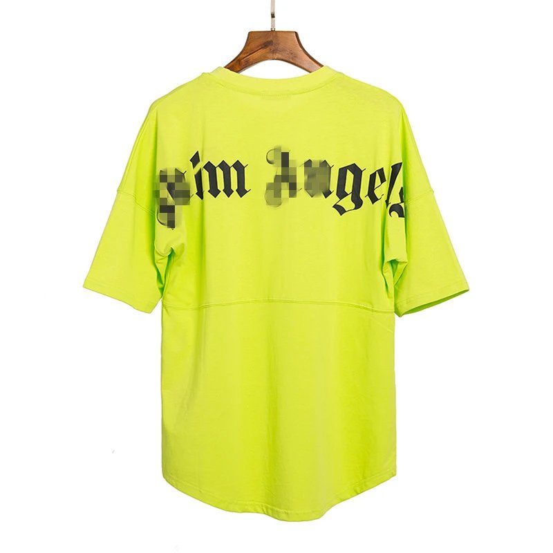 Oversized Gothic Back Print Tee Neon Yellow - Palm Angels - Cnfans - $20.32