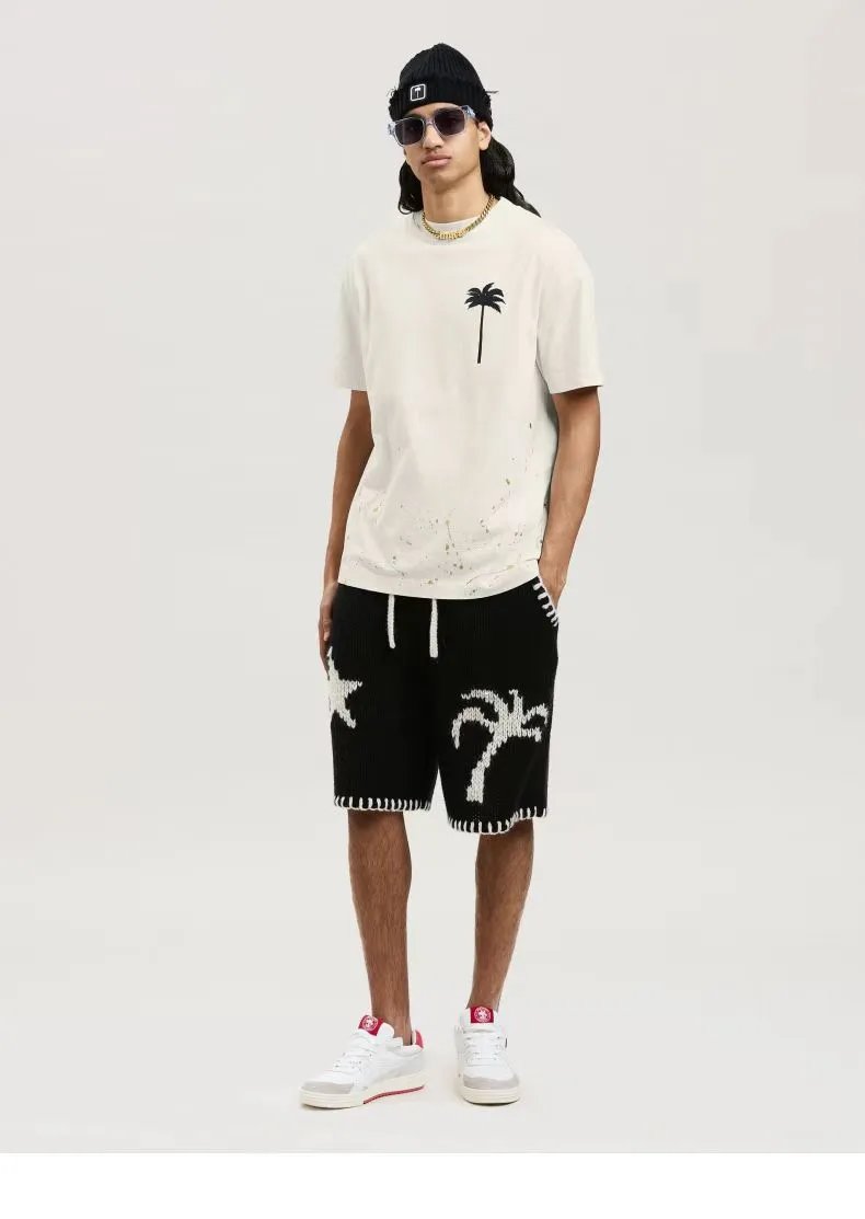 Street Style Cotton Palm Tree Print T-Shirt Sage Green - Gallery Image 11 - Detailed View